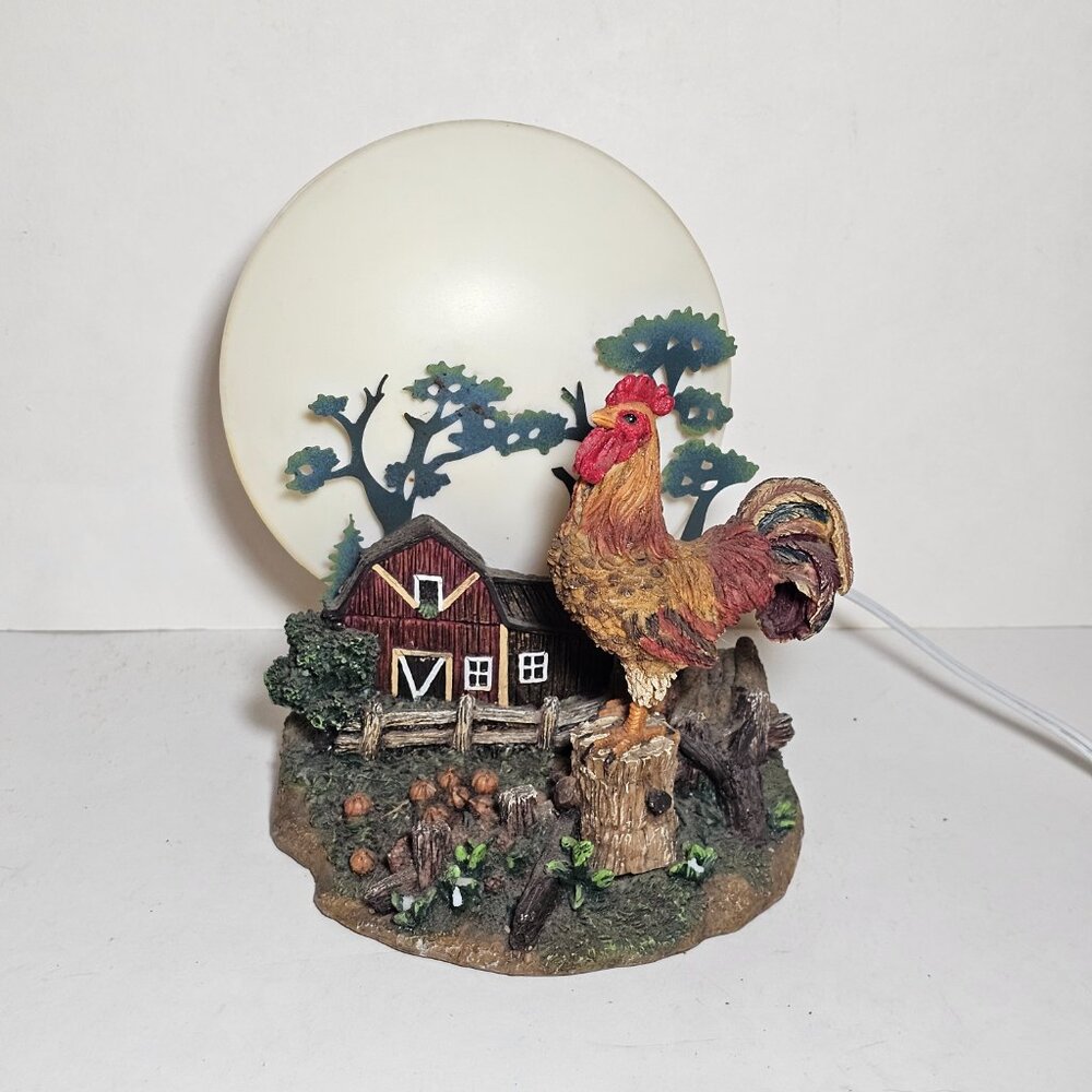 Rooster Lamp Night Light 3D Effect Resin Metal Farmhouse Farmyard Country Living